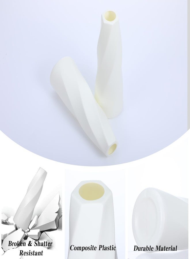 AojSup 10 Pack Small Plastic Vases for Flowers, White Vases for Centerpieces - Composite PP Material Unbreakable Floral Arrangement Containers for Wedding Party Home Decor (8 x 2.9 Inches) - Image 3